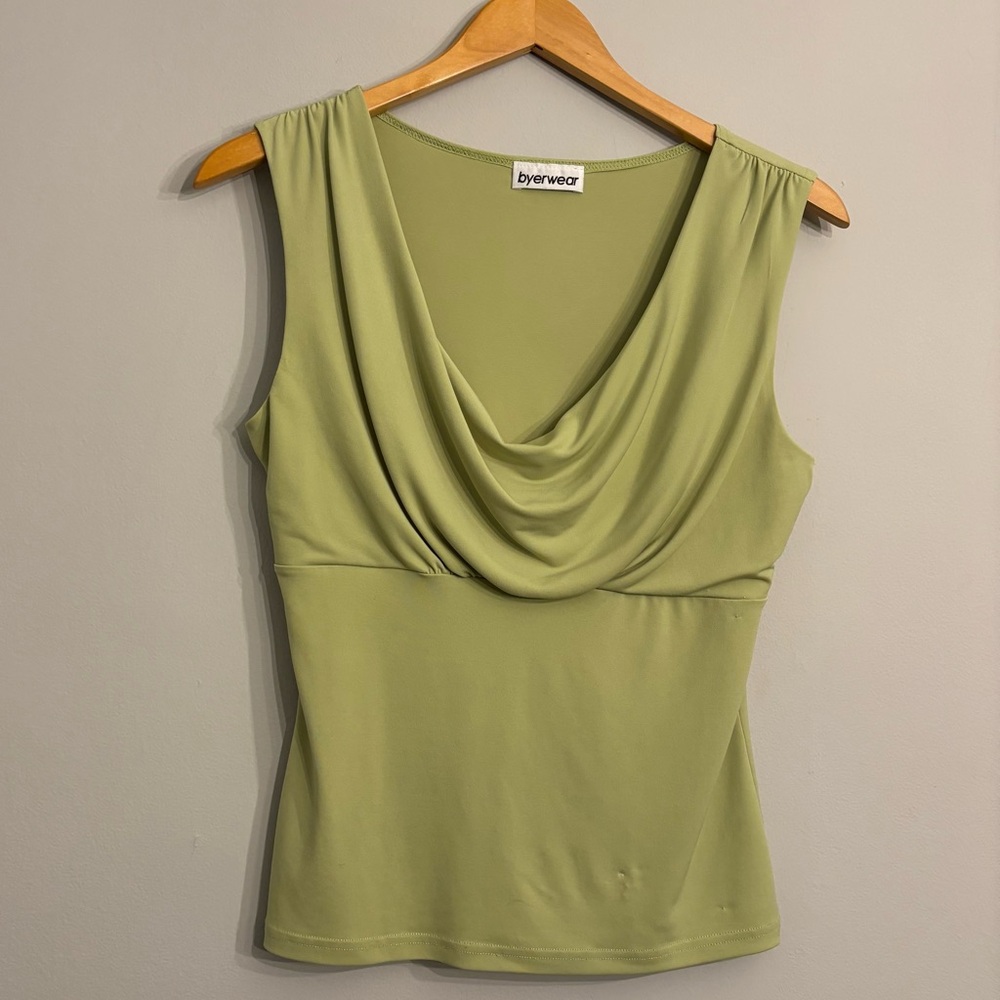 Byerwear Cowl Neck Sleeveless Green Top
